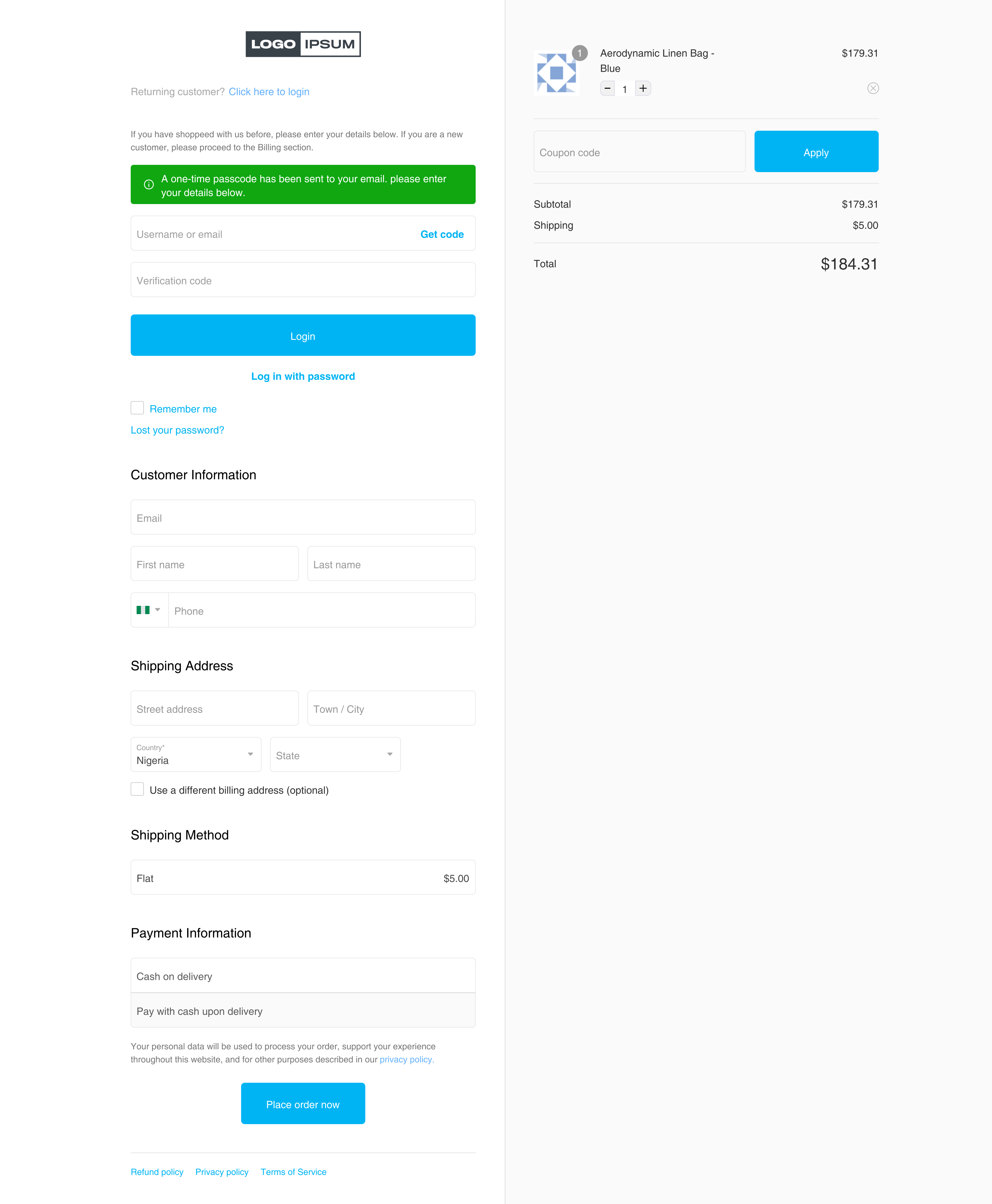 Checkout page reference for Woofunnel assessment